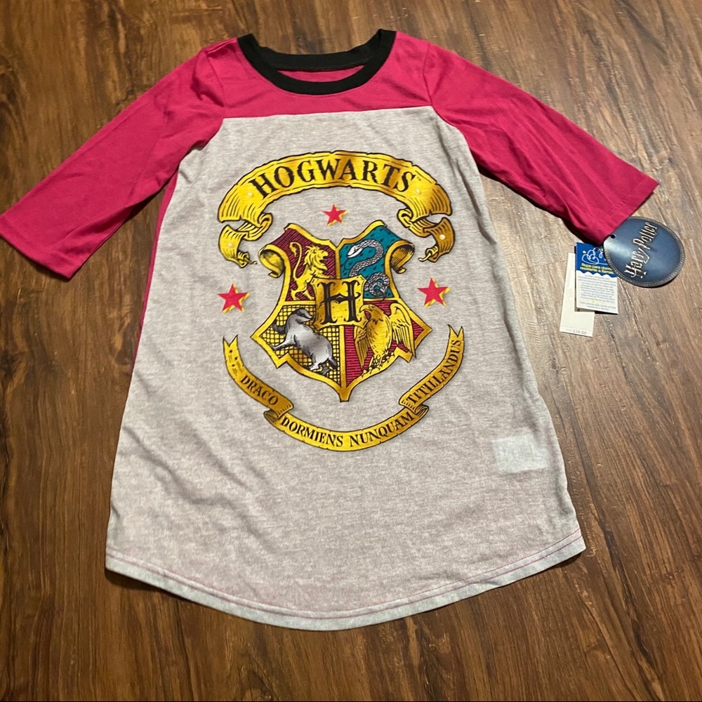 Harry Potter Hogwarts Baseball Tee Night Gown PJ Pajamas